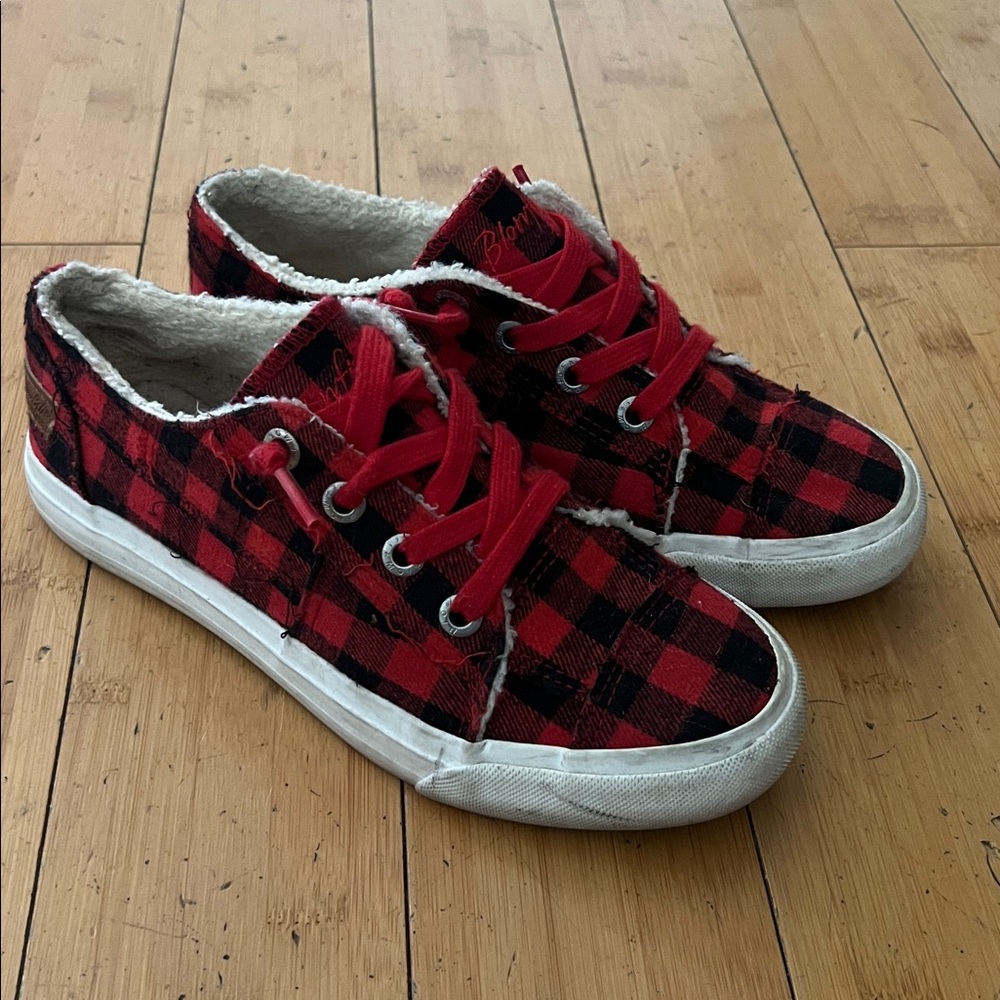 Blowfish Red and Black Buffalo Plaid Checkered Sneakers